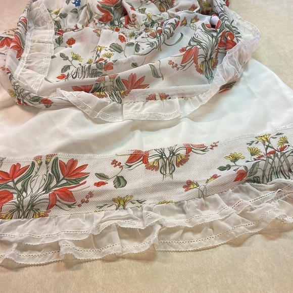 Endless Rose Floral Ruffle Off Shoulder Bishop Sheer 2 Tiers Elastic Waistband - Picture 12 of 15